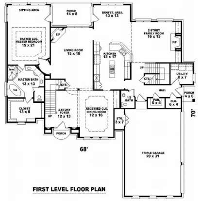 Floorplan 1 for House Plan #053-01763