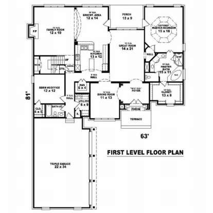 Floorplan 1 for House Plan #053-01768