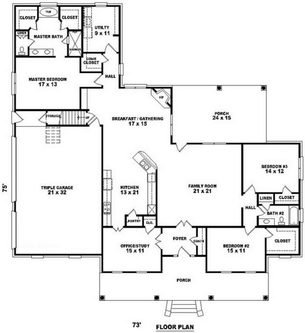 Floorplan 1 for House Plan #053-01781