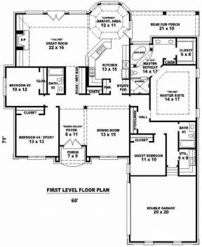 Floorplan 1 for House Plan #053-01782