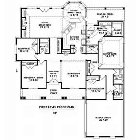 Floorplan 1 for House Plan #053-01784