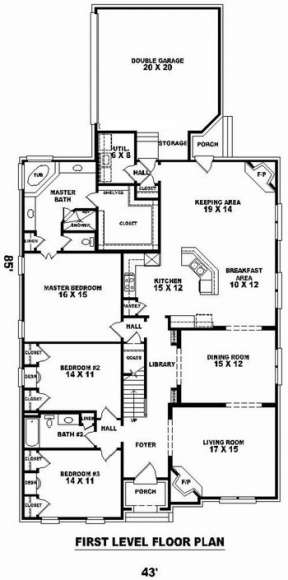 Floorplan 1 for House Plan #053-01787