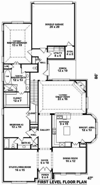 Floorplan 1 for House Plan #053-01788