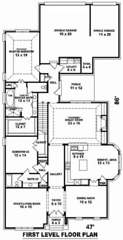 Floorplan 1 for House Plan #053-01789