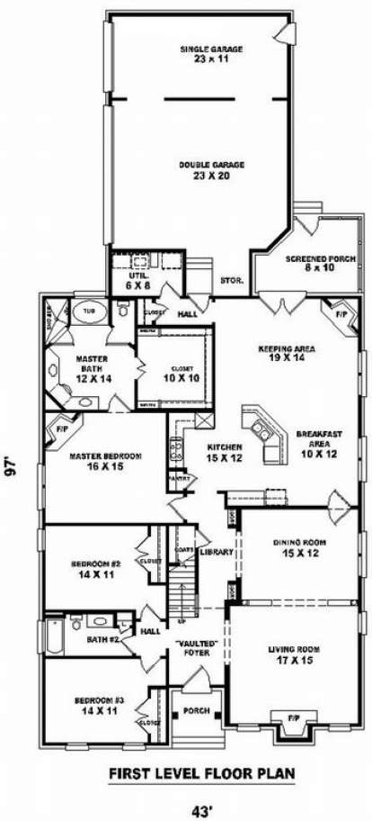 Floorplan 1 for House Plan #053-01795