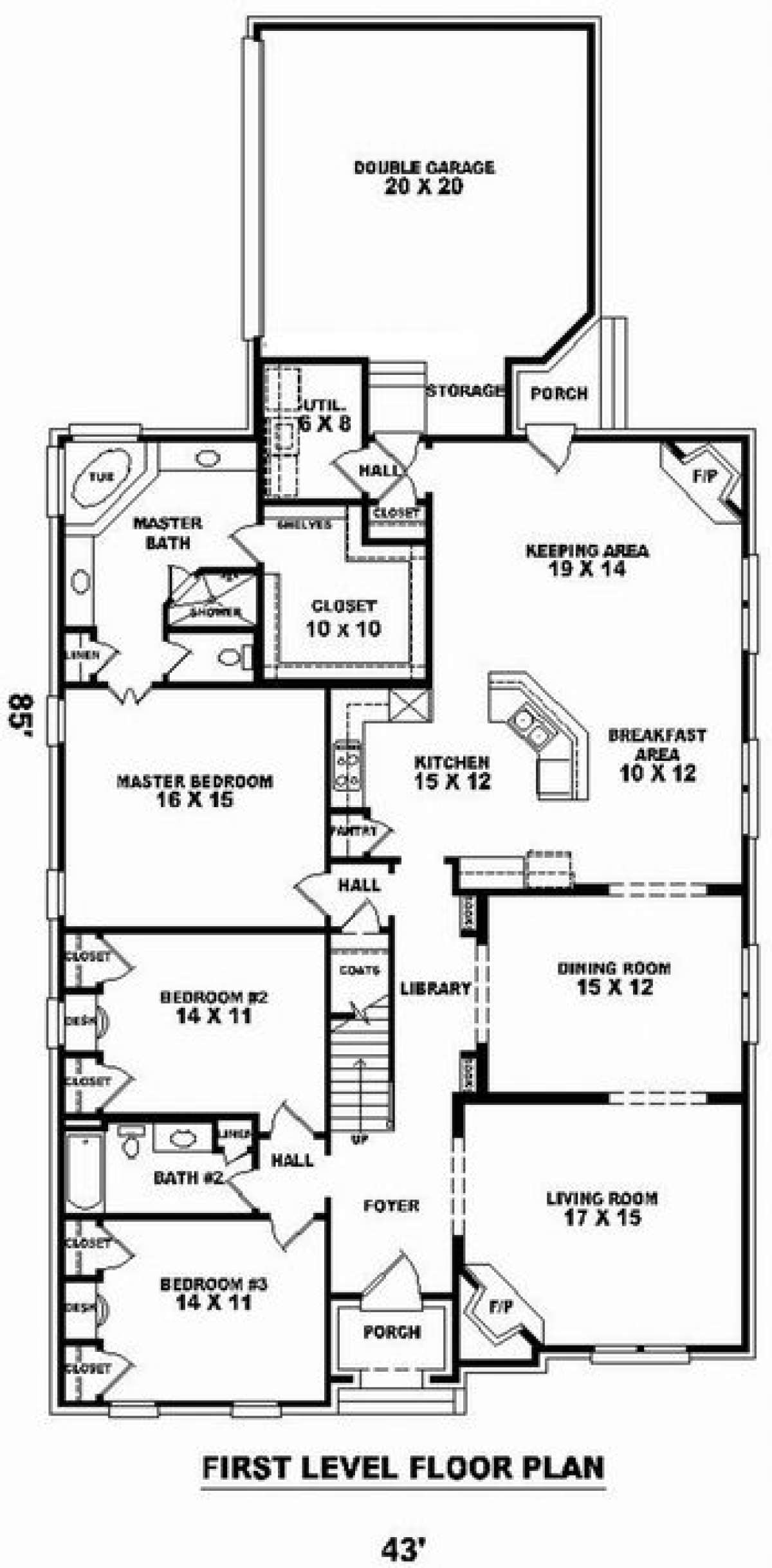 Floorplan 1 for House Plan #053-01797