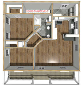 Main Floor w/ Basement Stairs Location for House Plan #1776-00001