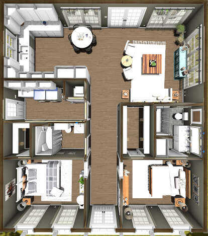 Overhead First Floor for House Plan #1776-00010