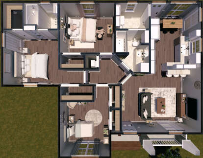 Overhead First Floor for House Plan #1776-00015