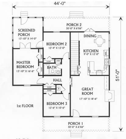 Floorplan 1 for House Plan #1776-00017