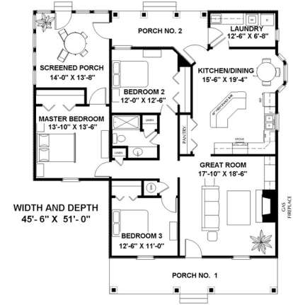 Floorplan 1 for House Plan #1776-00018