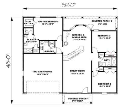 Floorplan1 for House Plan #1776-00023