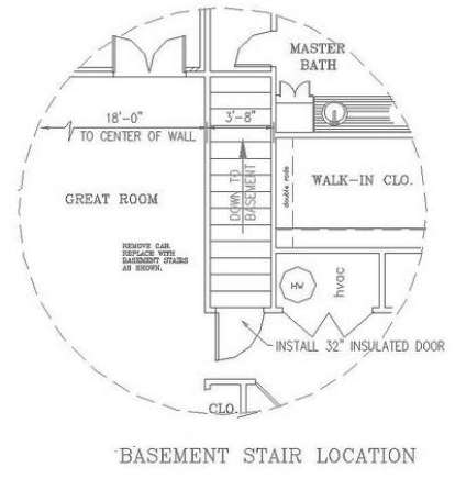 Basement Stairs Location for House Plan #1776-00039