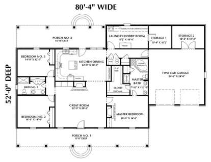 Floorplan 1 for House Plan #1776-00052