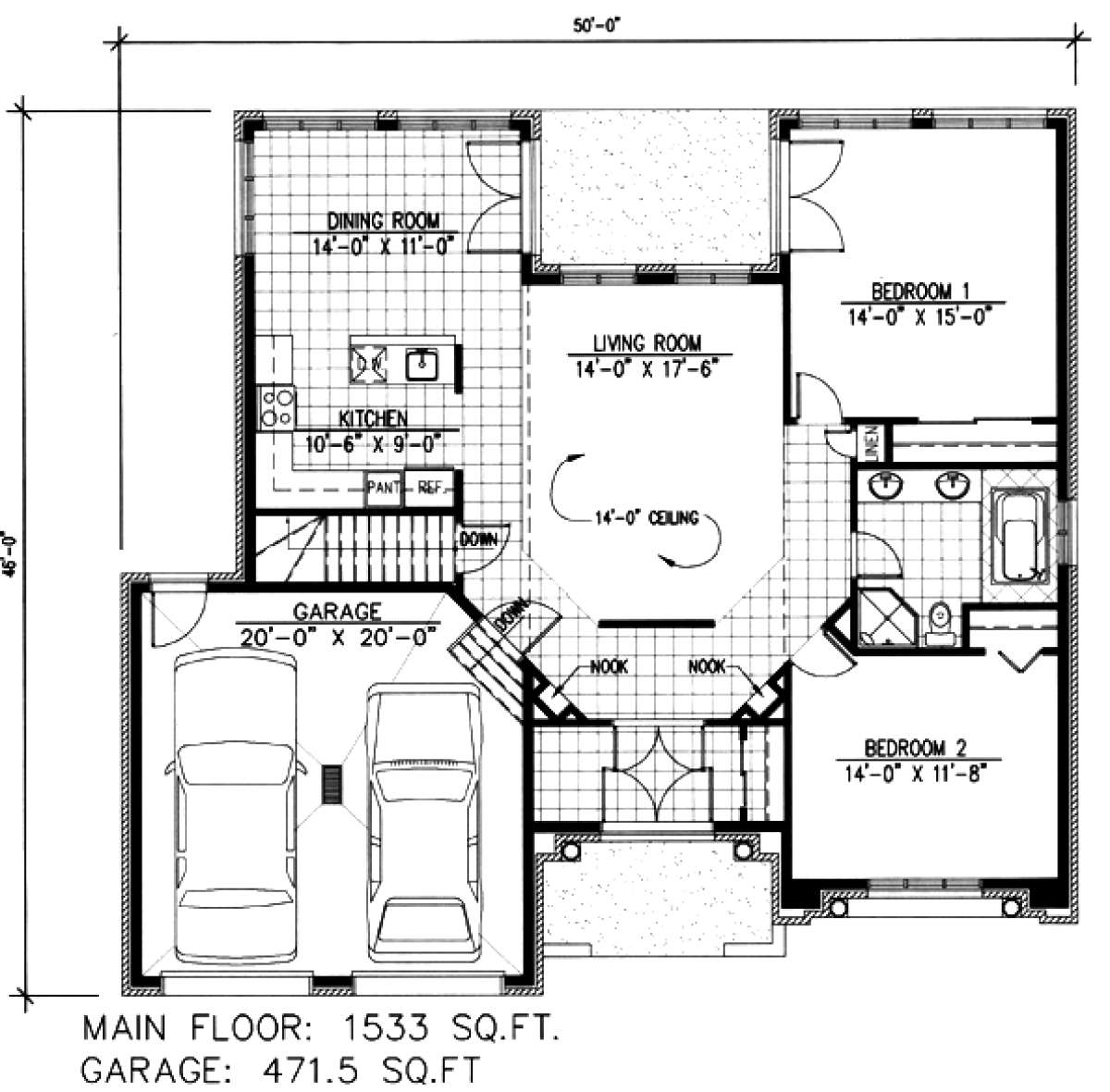 Floorplan 1 for House Plan #1785-00040