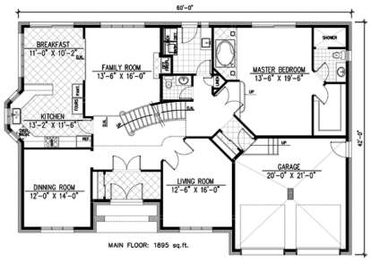 Floorplan 1 for House Plan #1785-00044