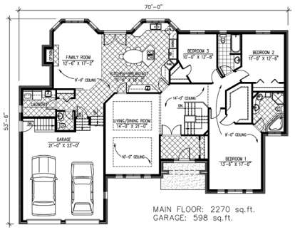 Floorplan 1 for House Plan #1785-00049