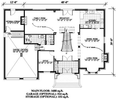 Floorplan 1 for House Plan #1785-00055