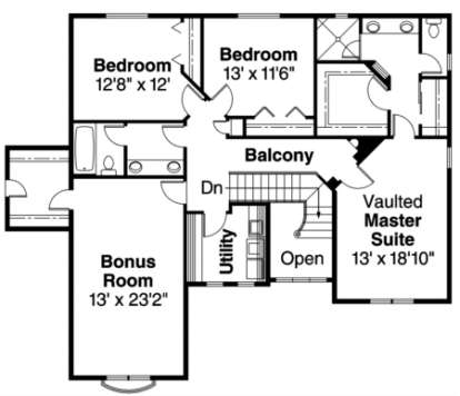 Floorplan 2 for House Plan #035-00296