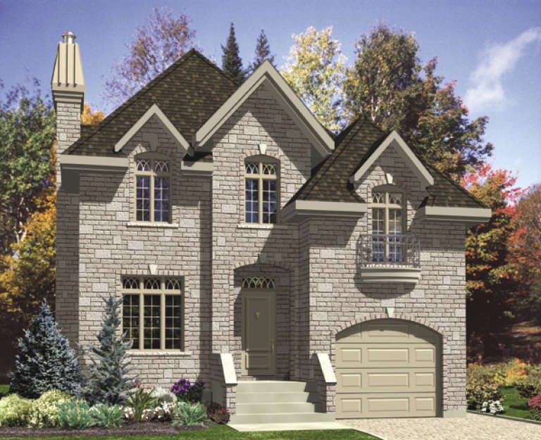 Narrow Lot House Plan #1785-00107 Elevation Photo