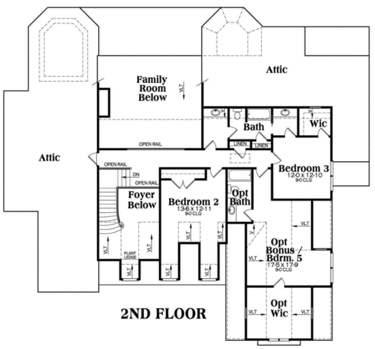 Second Floor for House Plan #009-00079
