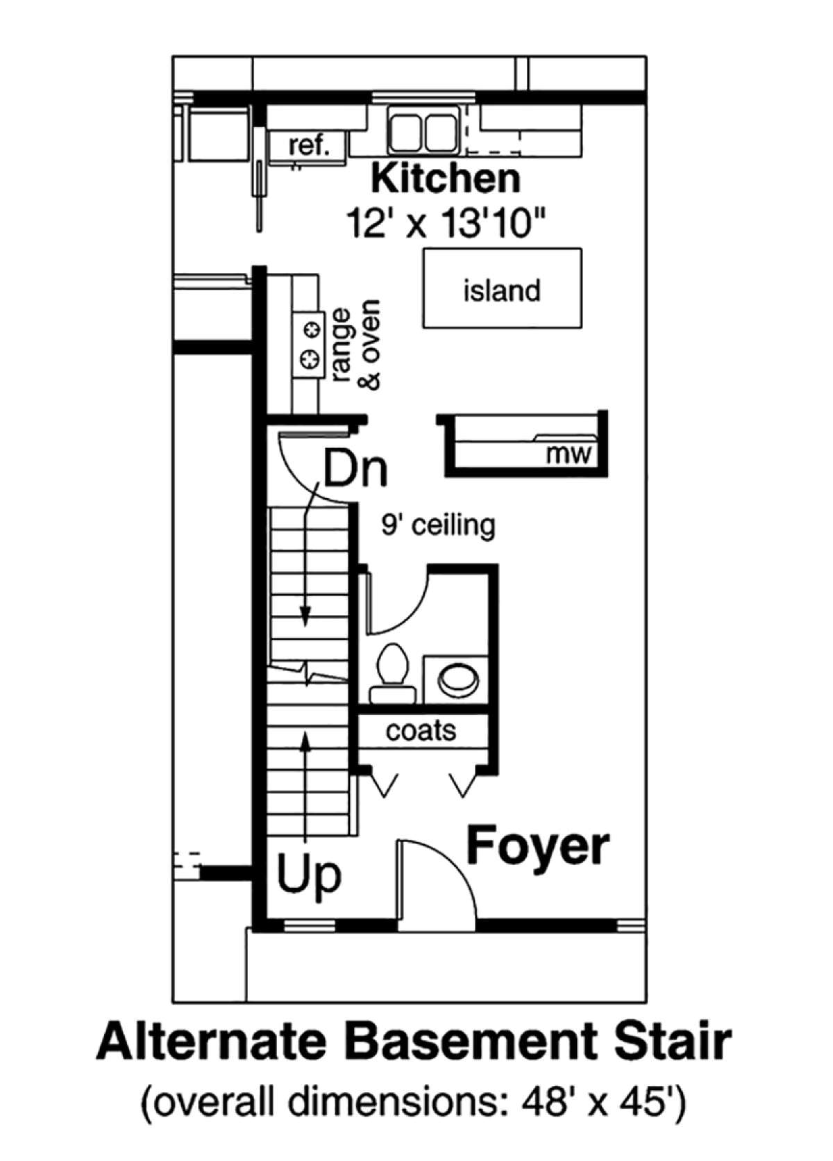 Basement Stair Location for House Plan #035-00300