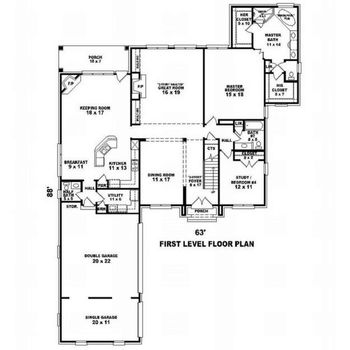 Floorplan 1 for House Plan #053-01806