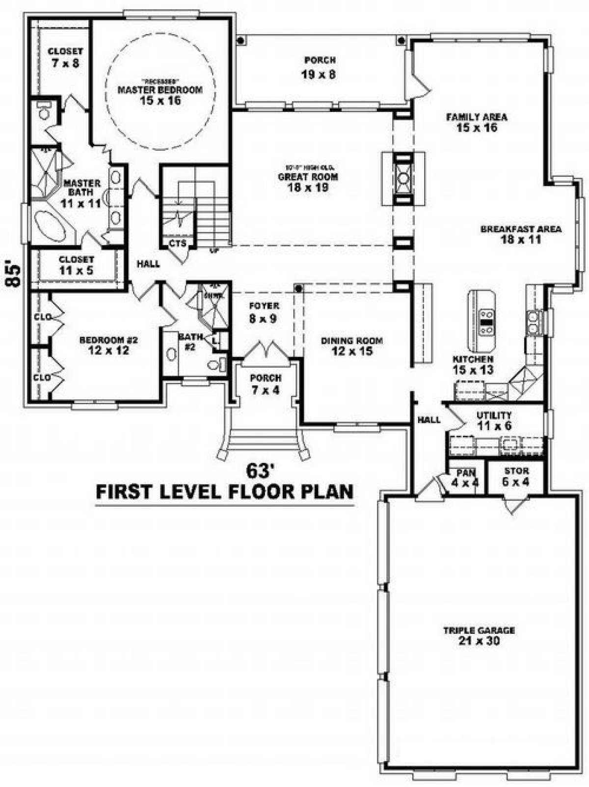 Floorplan 1 for House Plan #053-01807