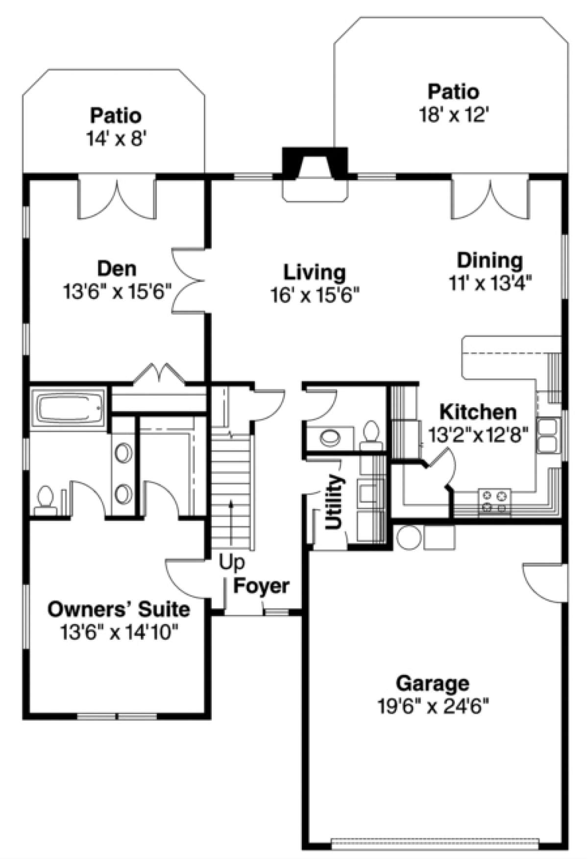 Floorplan 1 for House Plan #035-00302