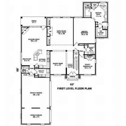 Floorplan 1 for House Plan #053-01810