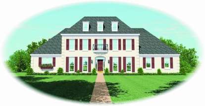 Colonial House Plan #053-01813 Elevation Photo