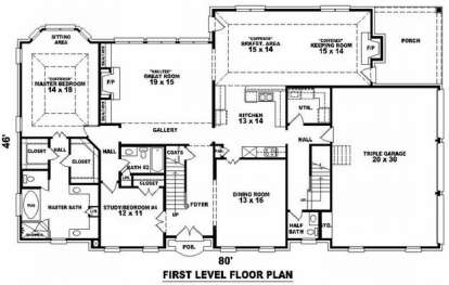 Floorplan 1 for House Plan #053-01815