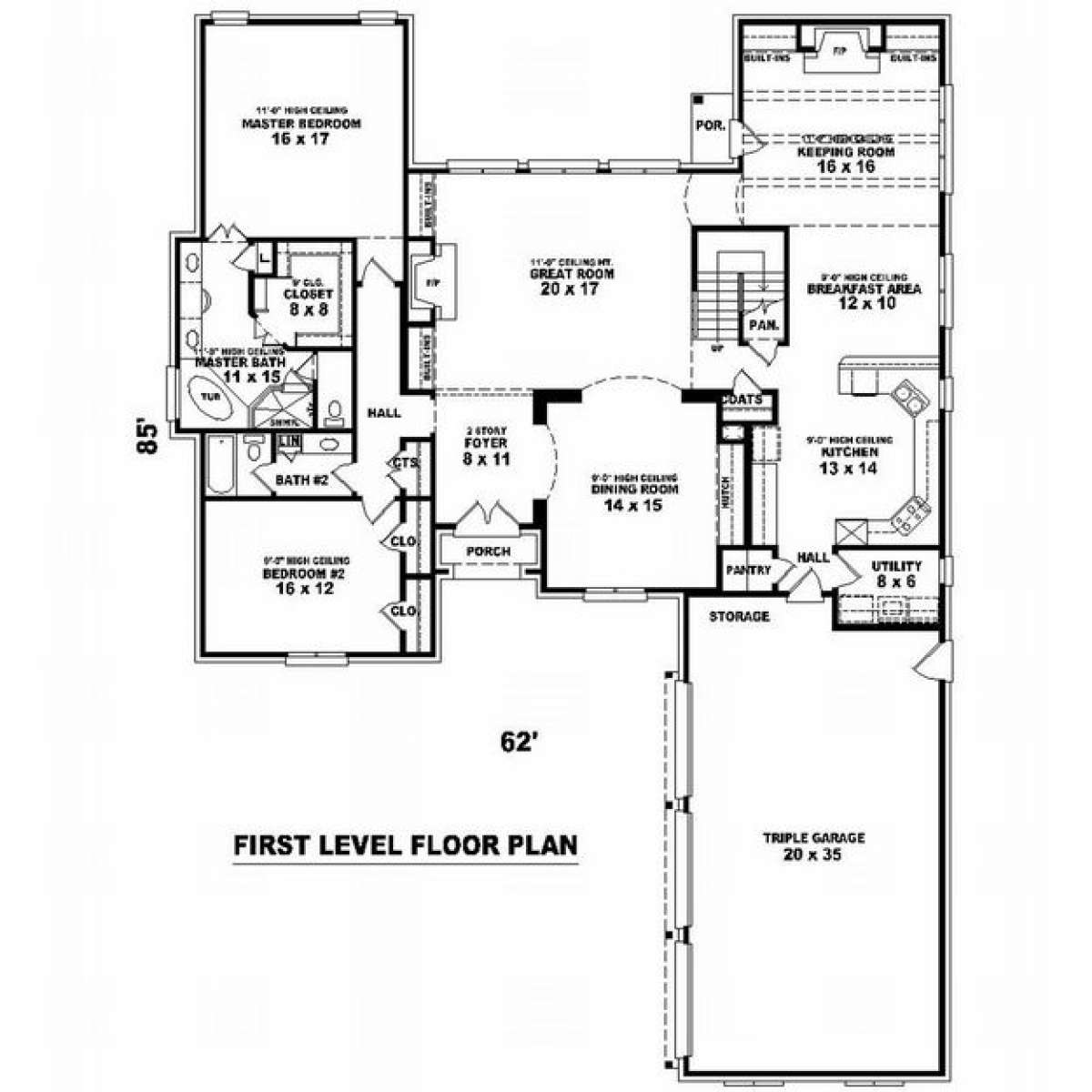 Floorplan 1 for House Plan #053-01821