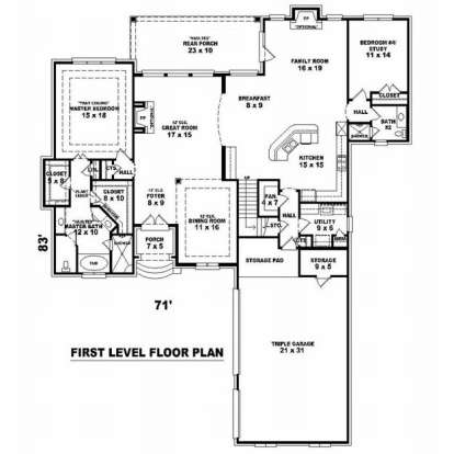 Floorplan 1 for House Plan #053-01822