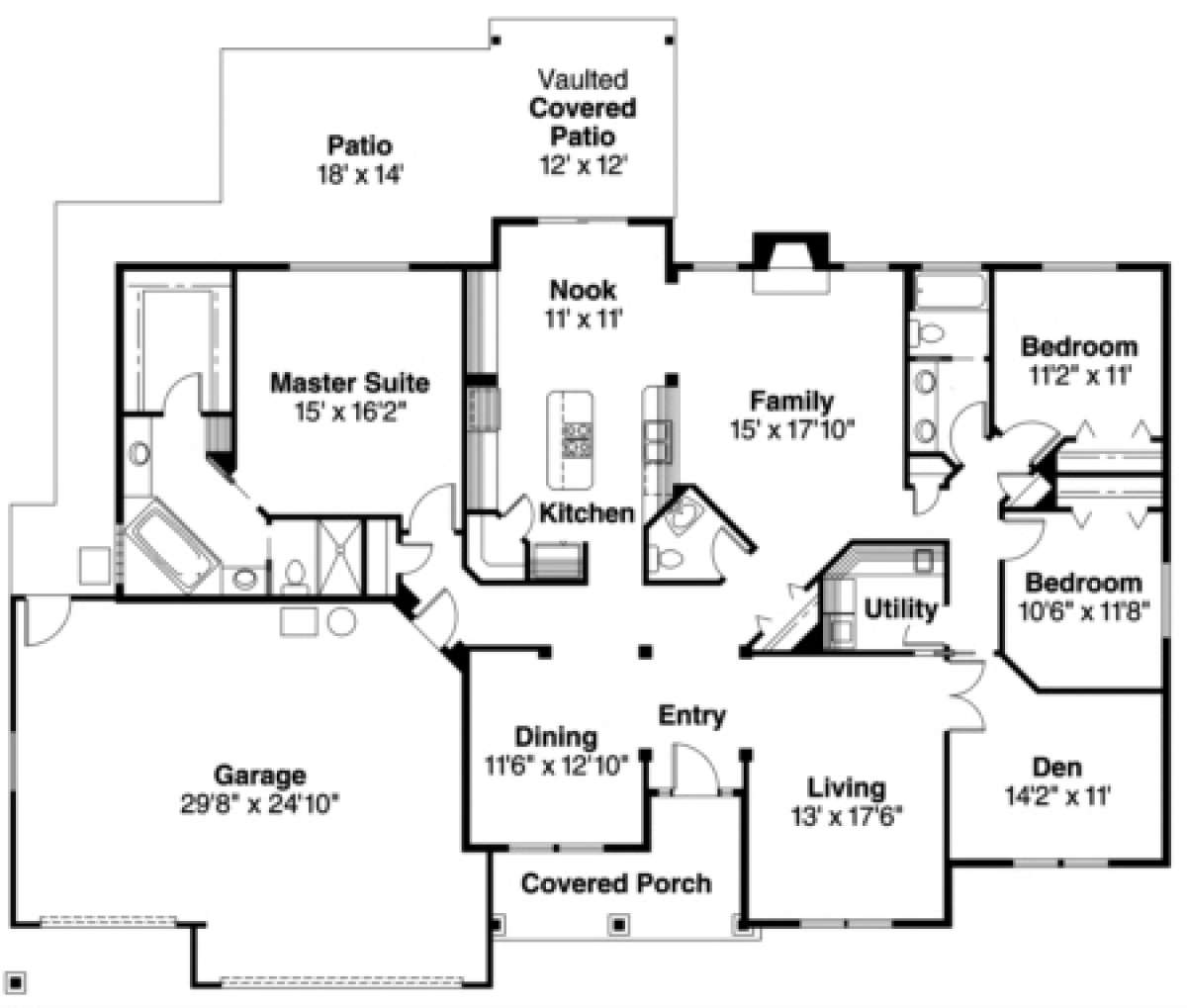 Floorplan 1 for House Plan #035-00304