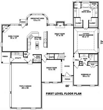 Floorplan 1 for House Plan #053-01838