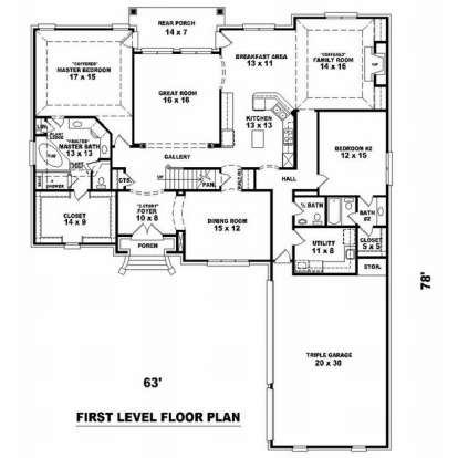 Floorplan 1 for House Plan #053-01840