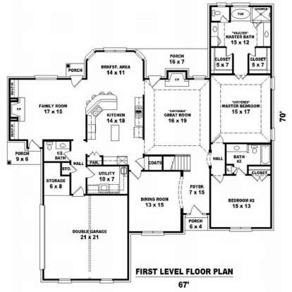 Floorplan 1 for House Plan #053-01845