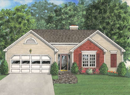 3 Bed, 2 Bath, 1296 Square Foot House Plan - #036-00011