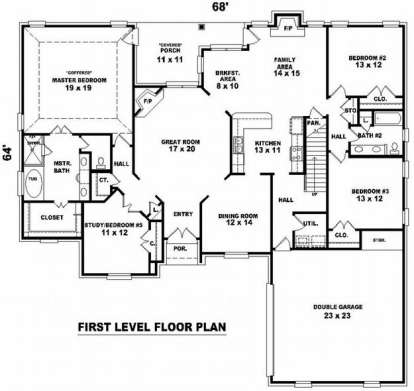 Floorplan 1 for House Plan #053-01851