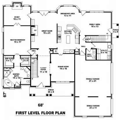 Floorplan 1 for House Plan #053-01856