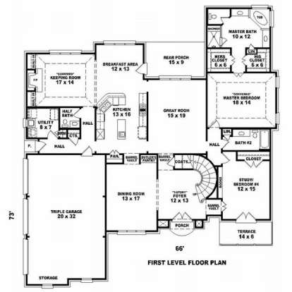 Floorplan 1 for House Plan #053-01857