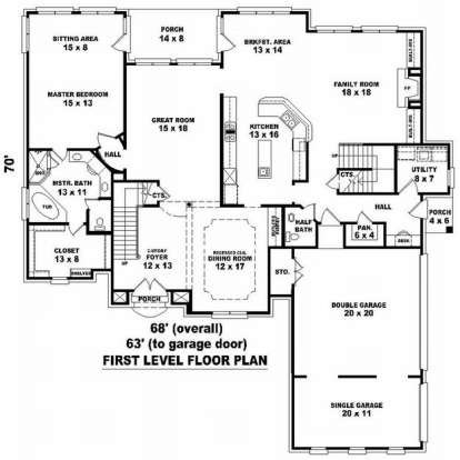 Floorplan 1 for House Plan #053-01862