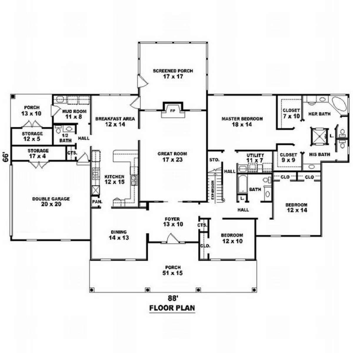 Floorplan 1 for House Plan #053-01869