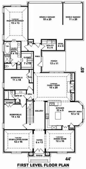 Floorplan 1 for House Plan #053-01878