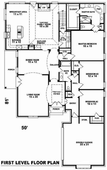 Floorplan 1 for House Plan #053-01881