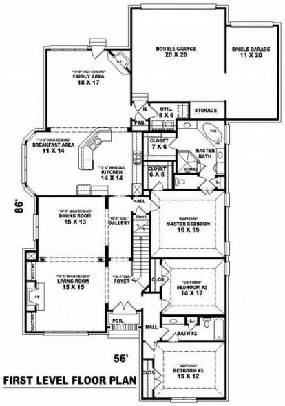 Floorplan 1 for House Plan #053-01891