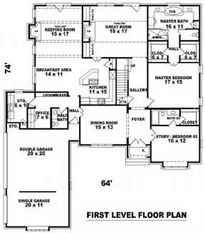 Floorplan 1 for House Plan #053-01896