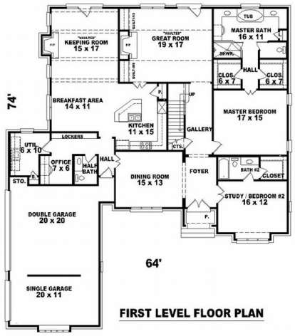 Floorplan 1 for House Plan #053-01897