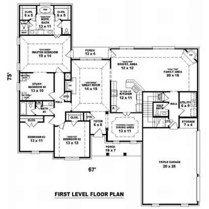 Floorplan 1 for House Plan #053-01905